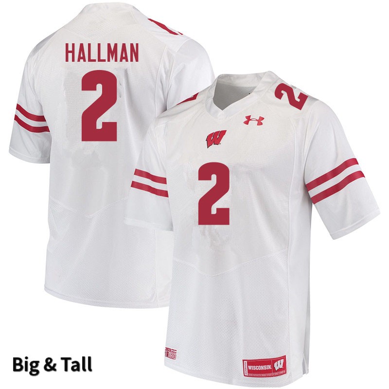 Wisconsin Badgers Men's #2 Ricardo Hallman NCAA Under Armour Authentic White Big & Tall College Stitched Football Jersey UU40G74GI